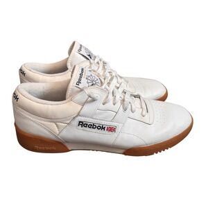 Reebok Classic Workout Plus White Gum Sole Leather Low Top Sneakers Mens